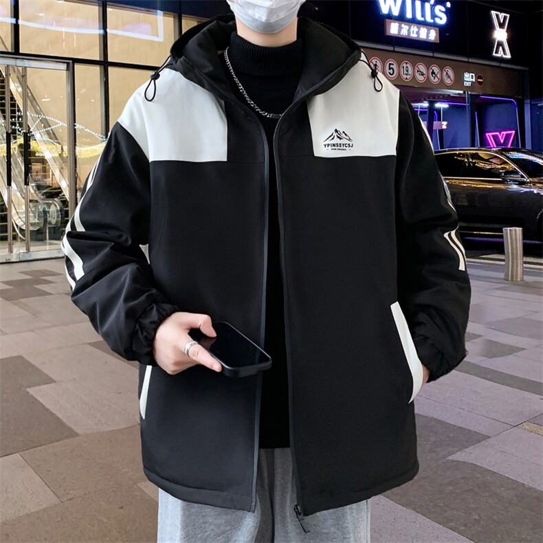 港风秋季男士夹克男宽松时尚连帽休闲夹克外套上衣J898-P53加绒63,男装夹克,星座310B-3