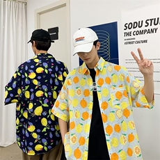 气质百搭新款衬衫ins潮流青春流行标准夏季潮原宿五分袖男慵懒，男装衬衫，星座716-4