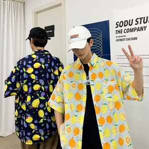 气质百搭新款衬衫ins潮流青春流行标准夏季潮原宿五分袖男慵懒图片