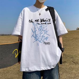 抖音得物二开现货供应220克夏装重磅美式高街宽松短袖t恤MT65图片