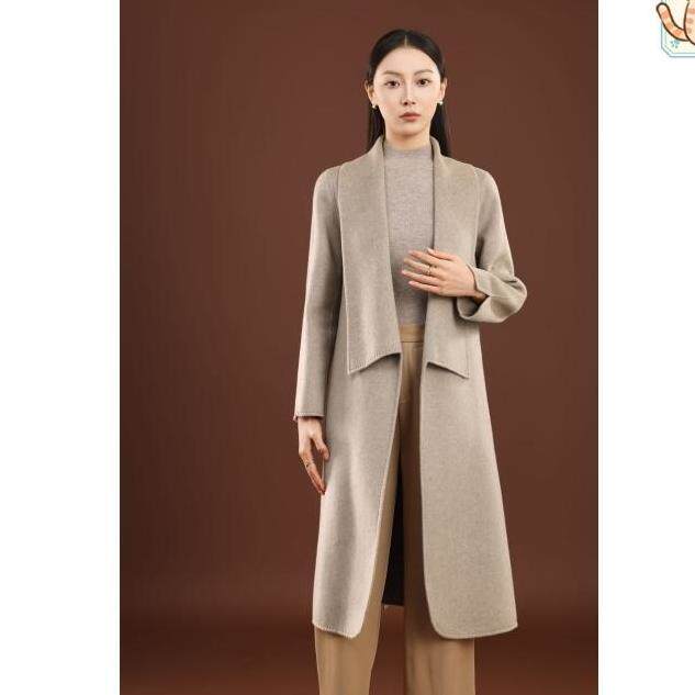 秋冬季纯山羊绒保暖个性翻领简约高级感长款羊绒大衣，女装羊绒大衣，卓冠羊绒