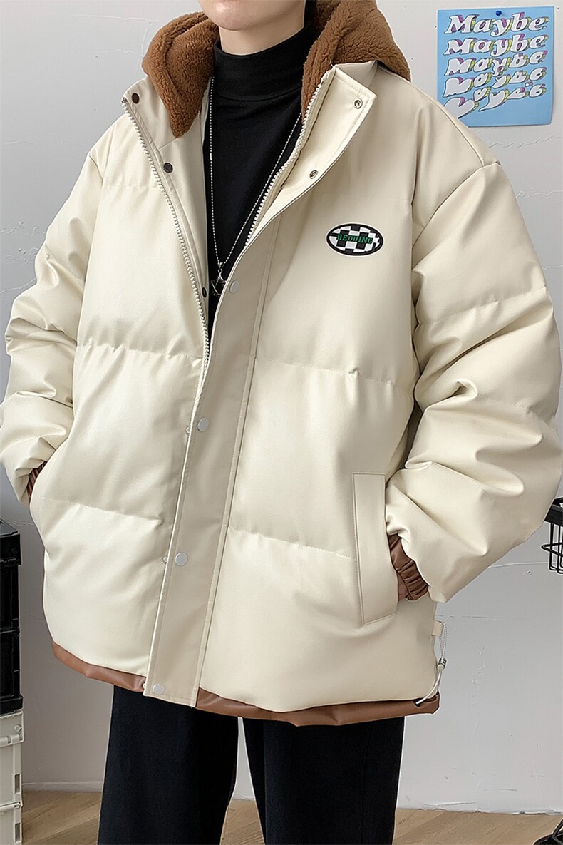 冬季学生潮假两件PU皮棉衣外套加绒清新棉服男士8132-P145控价188,男装棉衣,电商A441-1