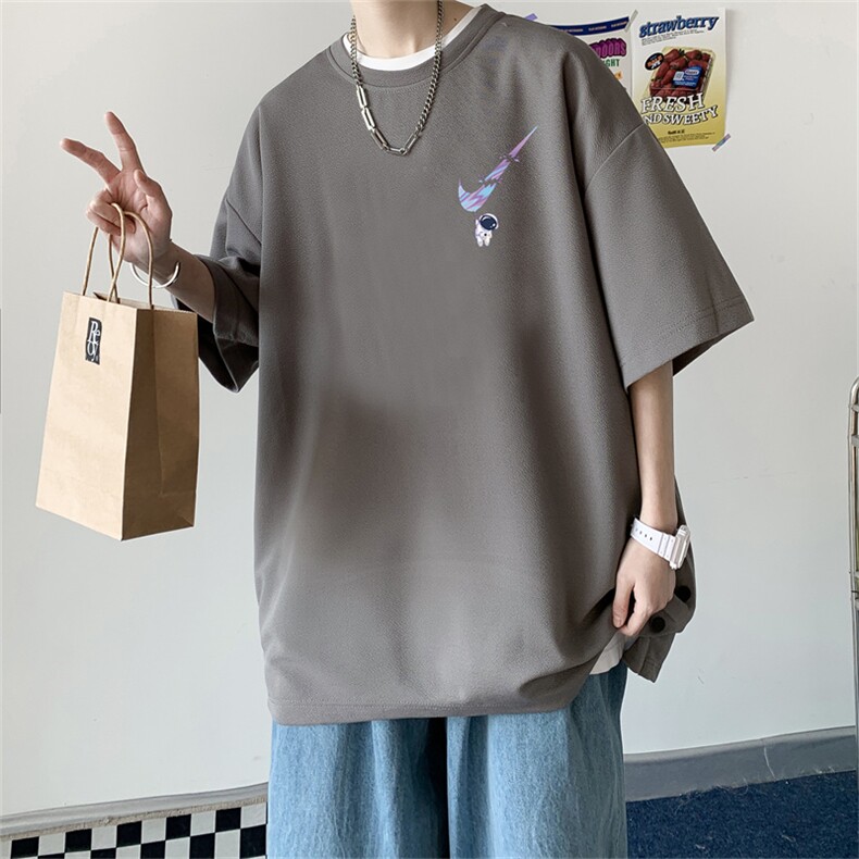 23/夏季休闲印花T恤港风宽松冰丝透气短袖TK214-P30控48,男装T恤,电商B370