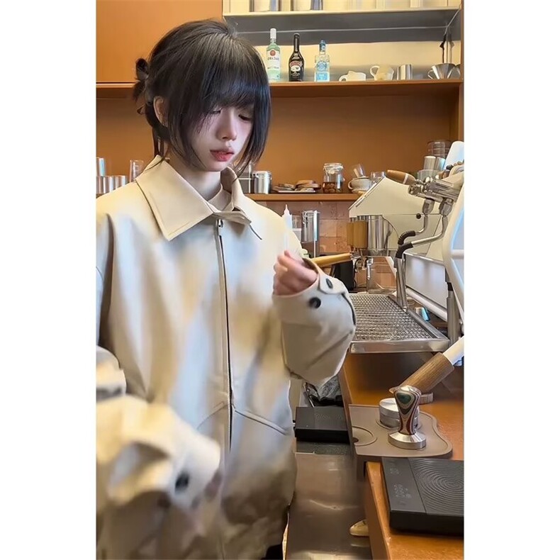 得物品质秋款男女夹克麝皮绒翻领夹克上衣ins外套JK7500P90,男装夹克,星座1013-1
