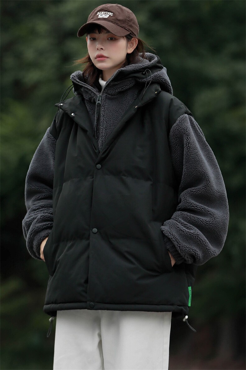 2024冬款潮羊羔绒棉服假两件时尚棉衣外套男女8338-P130控价178,男装棉衣,电商A441-1