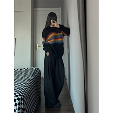 现货DM6549-批55高质量撞色条纹彩虹毛衣女学生秋冬季，男装针织衫/毛衣，星座603-2