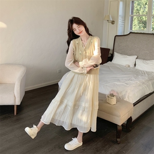 【现货】毛衣马甲蕾丝裙套装#2502-P150-K228图片