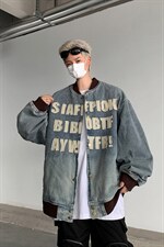 秋季新款港风日系复古字母全刺绣立领牛仔夹克外套男JK1385-P78，男装夹克，星座313A(原308A-2)