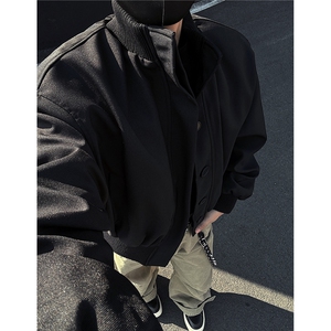 主推 美式高街立领棒球服飞行垫肩夹克短款外套男 D401 特P75图片
