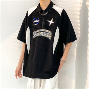 港风翻领polo衫男短袖潮流宽松百搭夏季ins潮牌半袖 T1147-P32图片