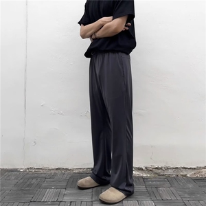 高弹韧性凉感冰皮垂感直筒弯刀卫裤夏季速干薄款休闲裤男冰丝裤子,皮裤,星座506A