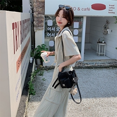盐系轻熟风工装套装裙女夏季2024年新款休闲减龄高腰半身裙两件套，女装套装/套裙，浪娴服饰