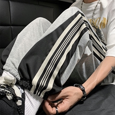 2023撞色拼接条纹卫裤男宽松运动休闲高街美式束脚裤子K0014-P32，男装休闲裤，星座308B-1