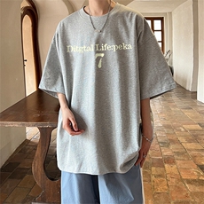 抖音得物二开现货供应220克夏装重磅美式高街宽松短袖t恤MT53，男装T恤，电商A486-1