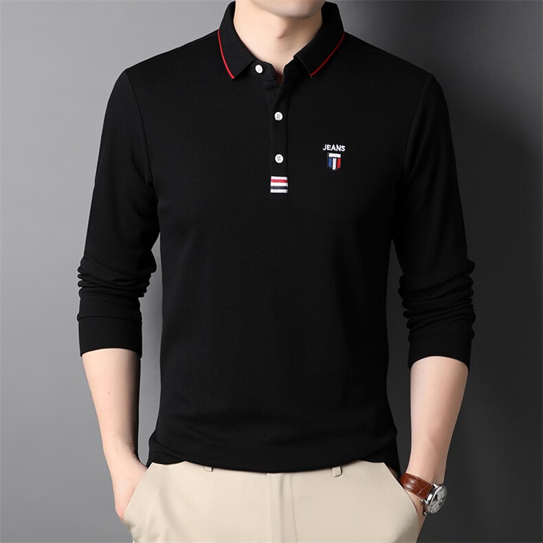 秋冬t恤男商务休闲上衣纯棉中年男士体恤翻领POLO衫潮HPN775-P75,男装T恤,电商B212（原钱塘6029）