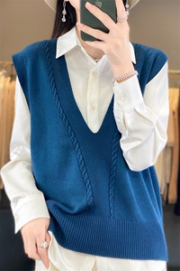 秋冬季新款条纹毛衣女宽松显瘦百搭针织马甲图片