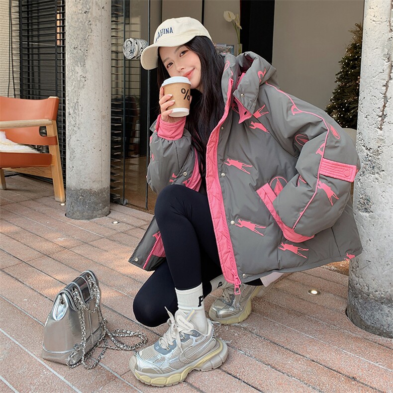 现货：2026年冬装新款设计感撞色印花羽绒服2C135-6856P295K428图片