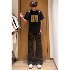 美式复古迷彩牛仔裤男直筒显工装裤513CK1607常规P37加绒P45，男装牛仔裤，星座513A