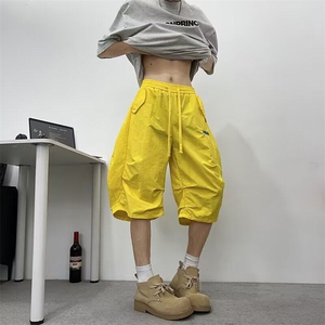 七分裤男女韩版潮流褶皱帅气百搭宽松2025夏季ins短裤K6408-P36图片