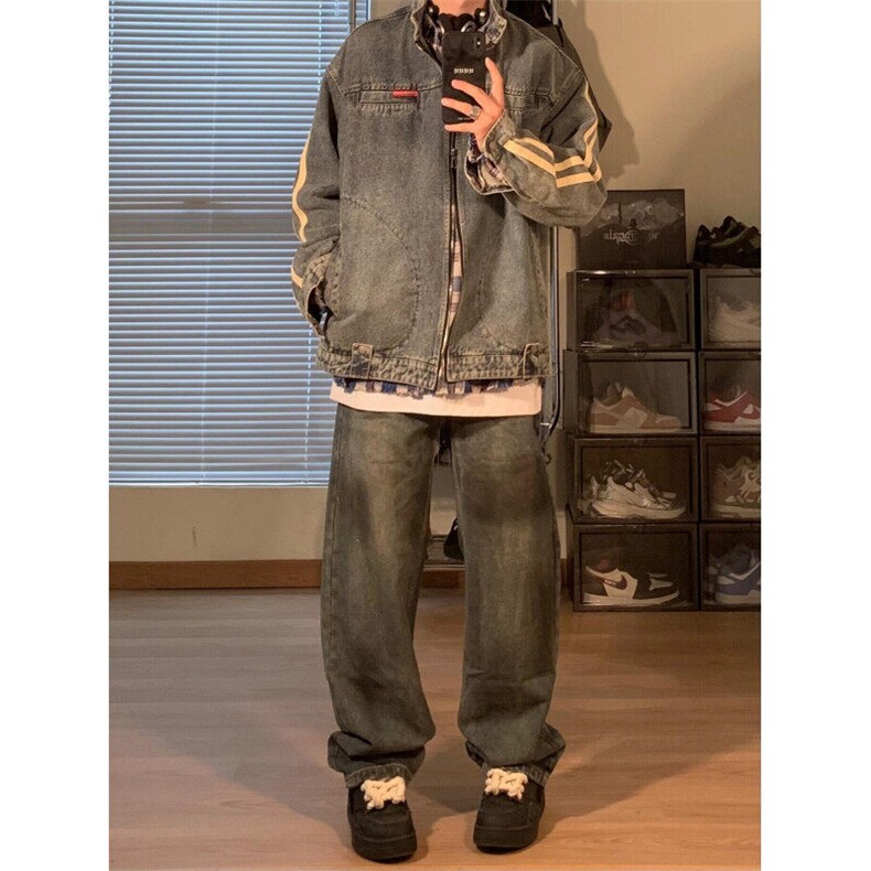 【有货】JK13CC-特P78条纹牛仔外套男水洗美式立领夹克,男装夹克,星座1007（原301D）