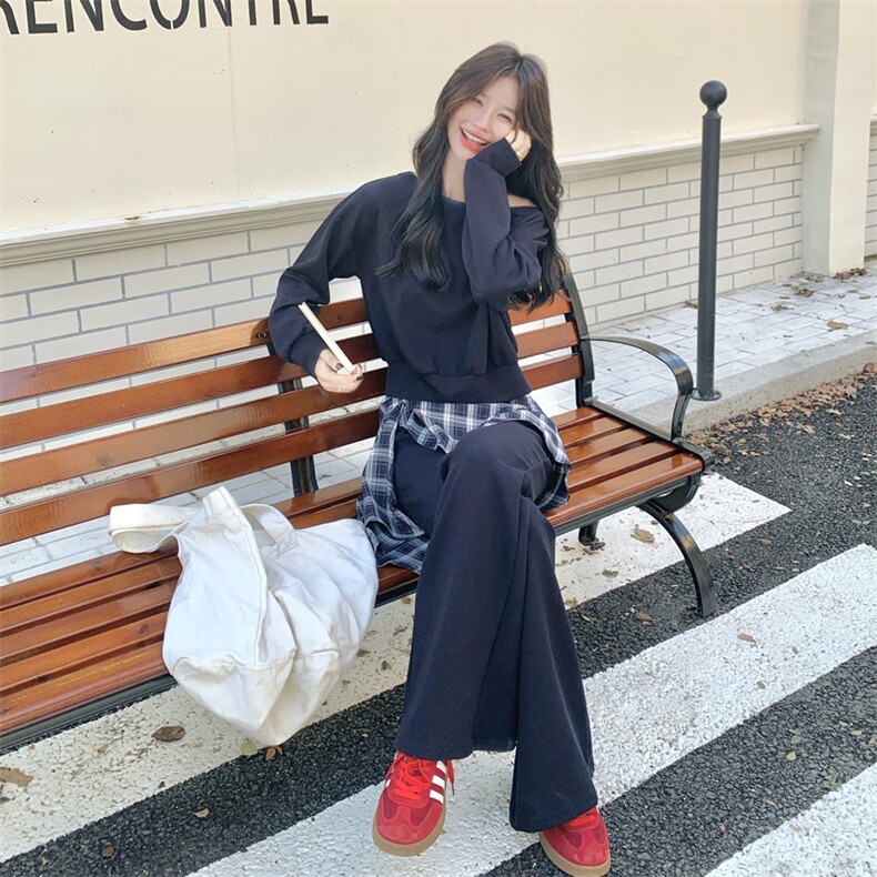 新款【已出货】格子拼接卫衣套装2C110-H9780-P175-K278,女装套装/套裙,2C110