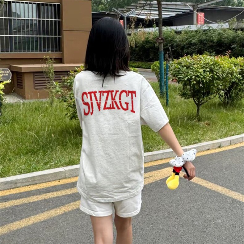 万针全刺绣解构设计260克重磅双纱纯棉高品质美式高街短袖T恤特35,男装T恤,电商A486-1