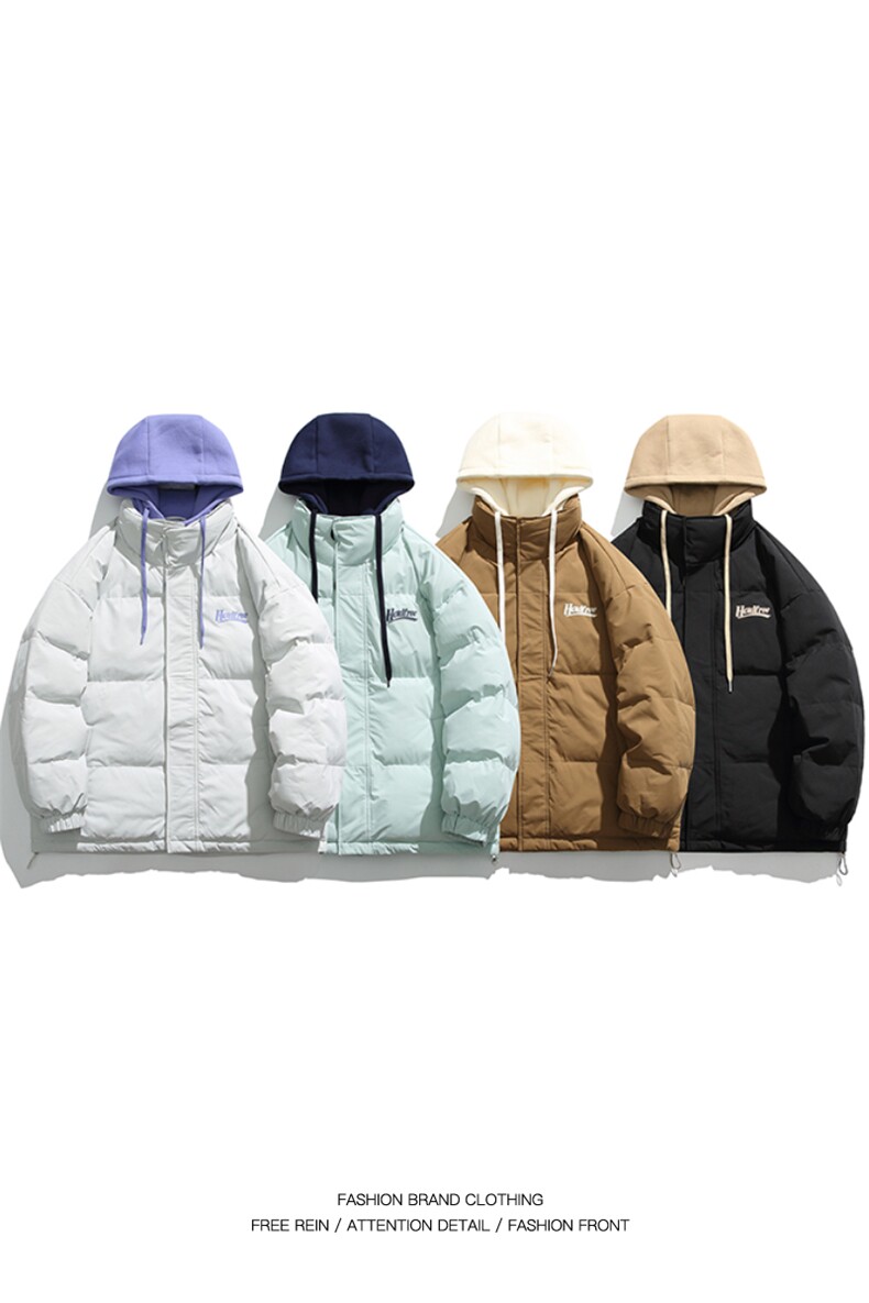 2024秋冬新款高品质印花拼接假两件连帽棉服外套A436-2802-P150,男装棉衣,电商A436