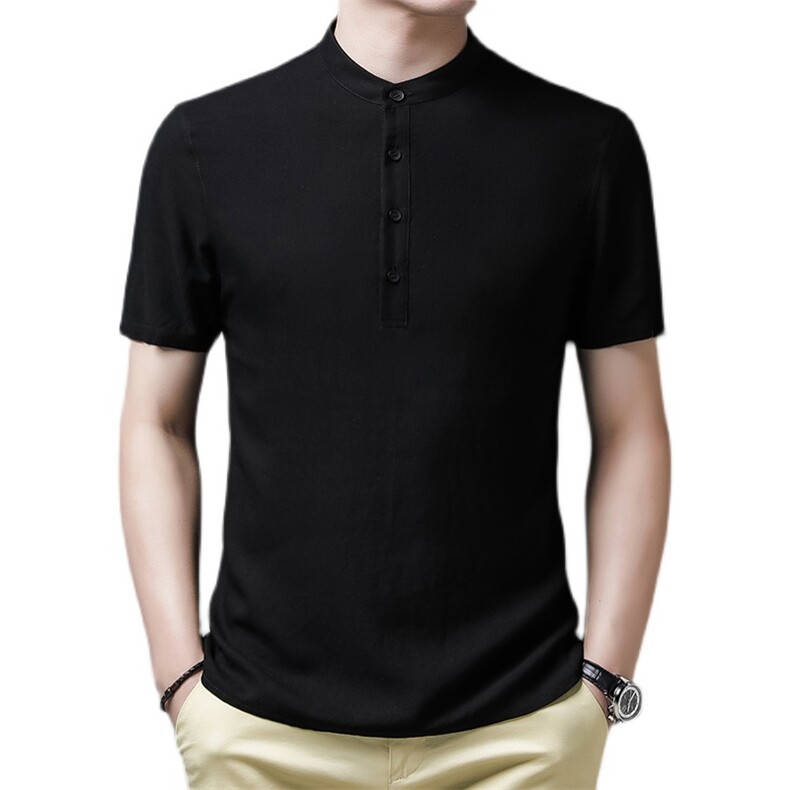 FL-M8022夏季2021男式薄款亚麻短袖T恤修身风复古纯色体恤P55,男装T恤,电商B360