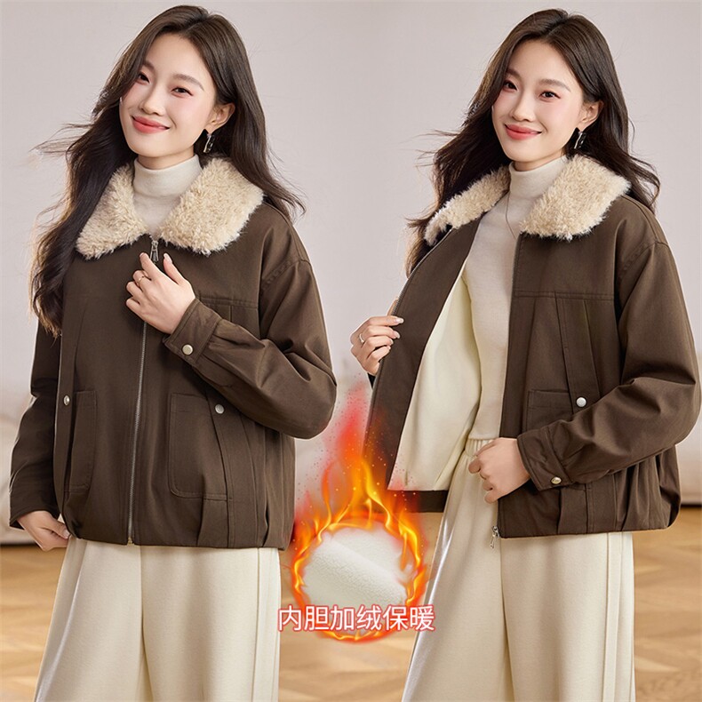 现货2025新款冬季加绒棉衣保暖派克服,女装棉衣/棉服,悦祺