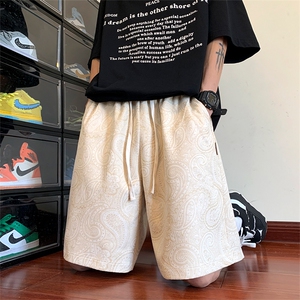 夏季现货印花重磅麂皮绒休闲短裤五分裤抽绳男K9928-P48图片