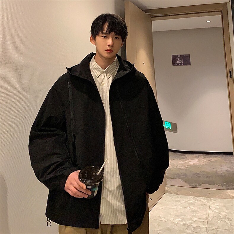 春季新款潮机能风拉件连帽冲锋衣外套宽松百搭夹克CYJK9126-P80,男装夹克,电商A128