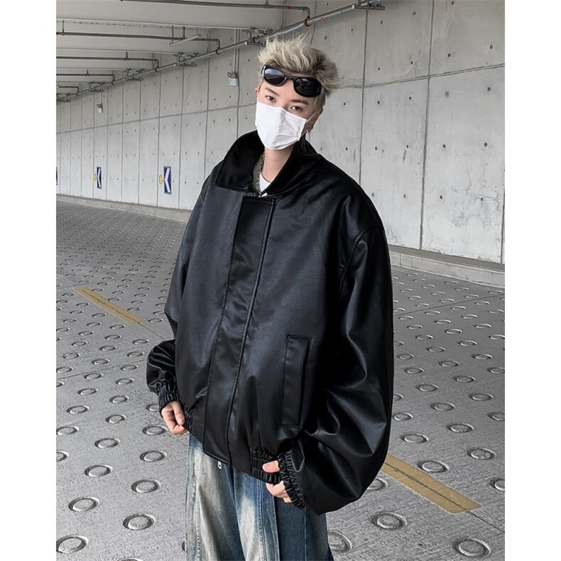 美式复古cleanfit短款皮衣外套男春秋季休闲宽松皮夹克,男装夹克,星座410-7
