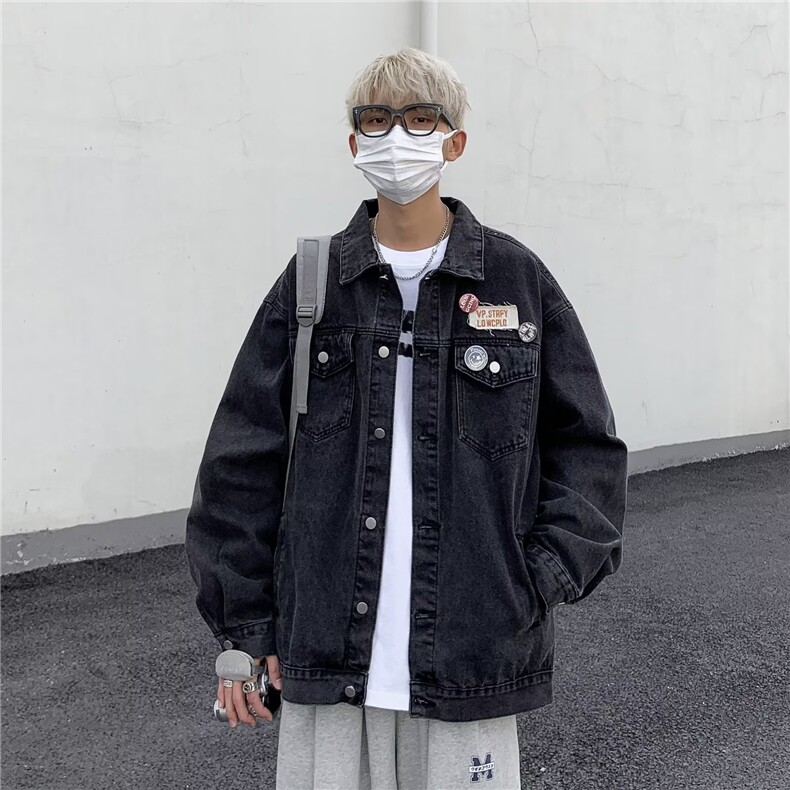 2023徽章牛仔外套男潮牌美式贴布街头风休闲夹克上衣-JK3322-p65,男装夹克,星座601-2