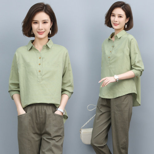 休闲时尚女春装2025新款春季中年妈妈洋气减龄纯棉衬衫,女装衬衫,涵誉