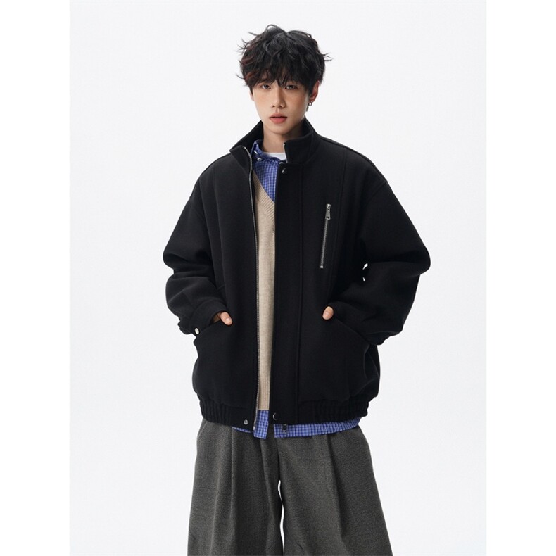 现货秋冬短款立领毛呢夹克男外套韩版立领潮流上衣812-F675-P118，男装夹克，星座812