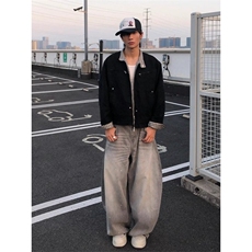 美式复古格纹工装夹克男女春秋百搭宽松立领工装外套潮流，男装夹克，四季星座505