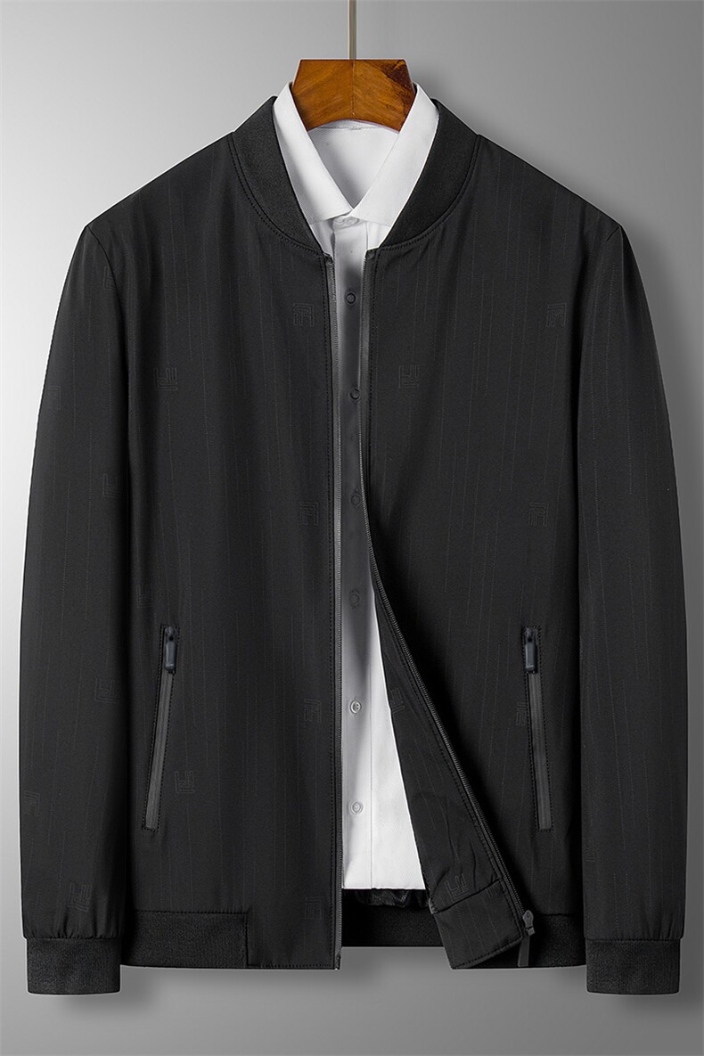 棒球服男士夹克2024新款秋冬季商务韩版潮流休闲无领爸爸秋季外套,男装夹克,电商B212（原钱塘6029）
