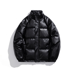 白底鳄鱼纹棉衣男手塞棉夹克PU皮棉服外套男8507P120控158图片
