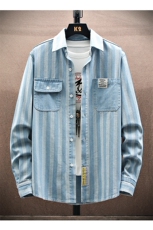 秋季流行男牛仔衬衣宽松休闲长袖衬衫外套XZ310B-3-CY952-P60，男装衬衫，星座310B-3