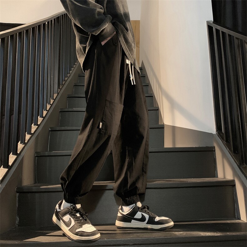 纯棉水洗梭织裤2023新款阔腿束脚休闲裤男K23133-P45控68,男装休闲裤,星座717