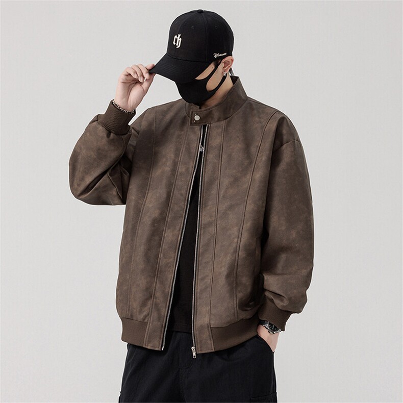 胖胖哥美式机车皮衣夹克外套男秋季高街复古独特痞帅高级感上衣潮，男装皮衣，星座209