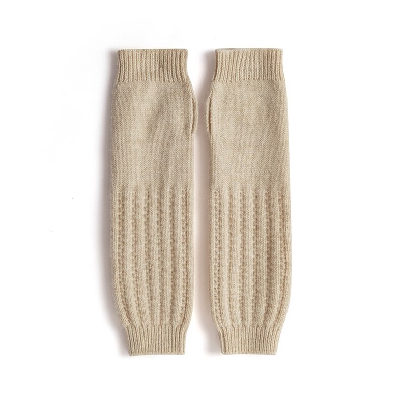 2025年新款百搭女士坑条双股加厚长款半指手套，手套，窄众羊绒