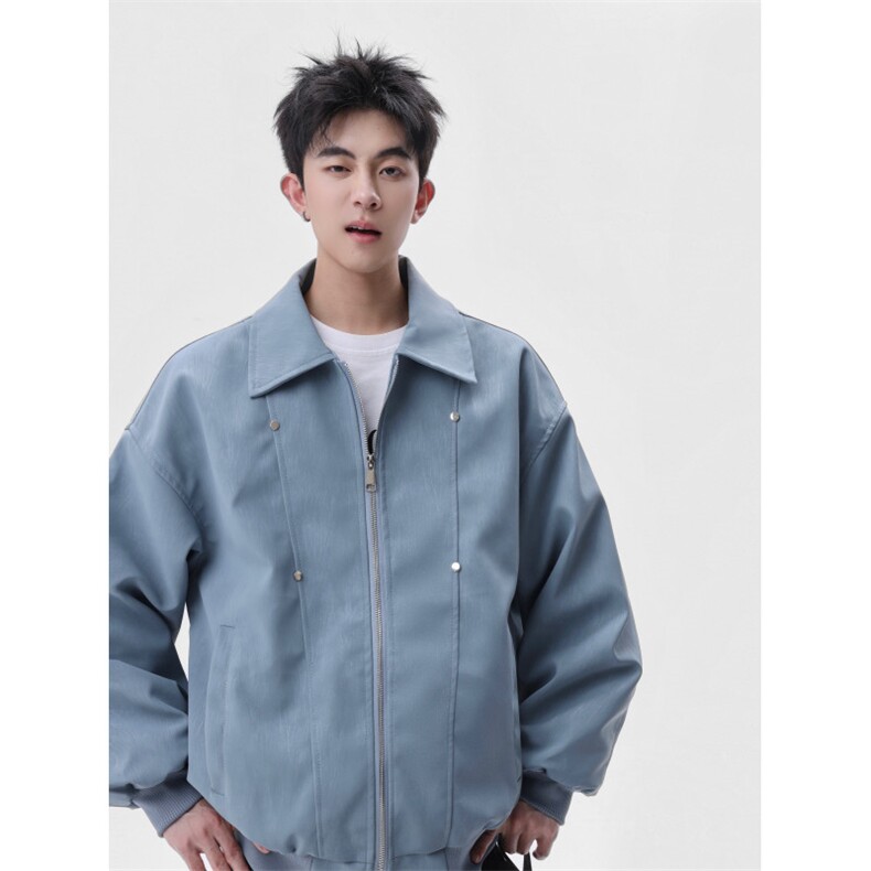 档口美式翻领纹理感PU皮夹克皮衣机车服外套JK508-P70,男装夹克,星座1213