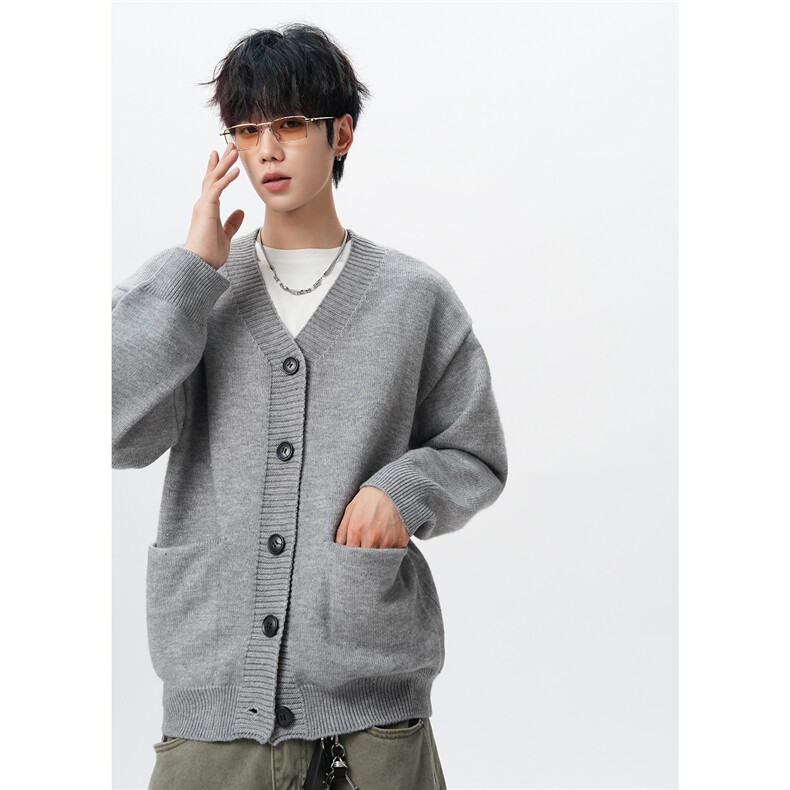 8XL-M大码V领开衫毛衣外套男日系复古宽松慵懒风针织衫KS002p55,男装针织衫/毛衣,电商B312