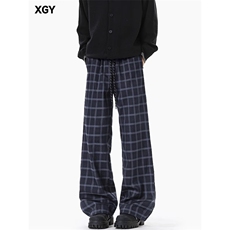 新款宽松韩版潮流GZ百搭裤子坠感阔腿拖地长裤-XZ881-网络图，男装休闲裤，星座1002-2