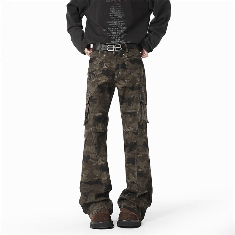 现货迷彩工装修身微喇S-5XL大码牛仔裤男78011特P45控78立体白底，男装牛仔裤，星座227-7