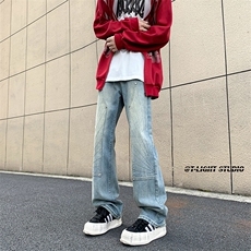 B221美式ins高街暗黑小众铆钉伐木裤牛仔裤LK23145-P65控88，男装牛仔裤，电商B221