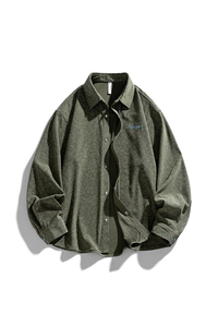 秋季男士衬衫灯芯绒外套宽松痞帅豹纹夹克上衣GS60086图片