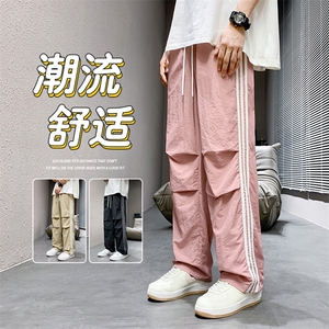 直播数据款 春季新款撞色侧条纹伞兵裤宽松直筒休闲裤 K501-P32图片
