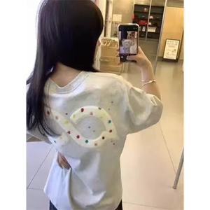 万针全刺绣工艺抖音得物高品质260克重磅纯棉双纱美式高街短袖T恤图片